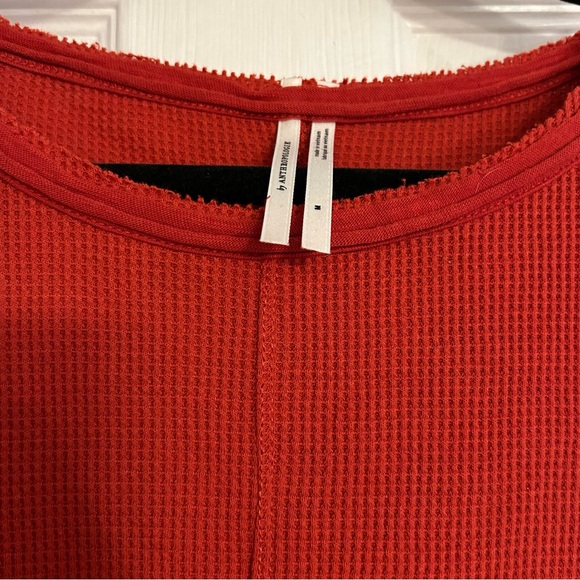 Anthropologie Thermal Long Sleeve Burnt Orange boxy oversized shirt size Medium - Picture 4 of 8